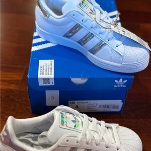 Adidas Superstar White with Iridescent Stripes